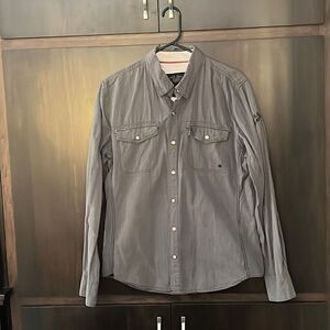 Harley Davidson Men’s Gray Pearl Snap Long Sleeve Shirt Large‎